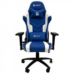 Silla gamer TEROS TE-8126B, azul y blanco
