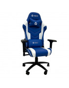 Silla gamer TEROS TE-8126B, azul y blanco