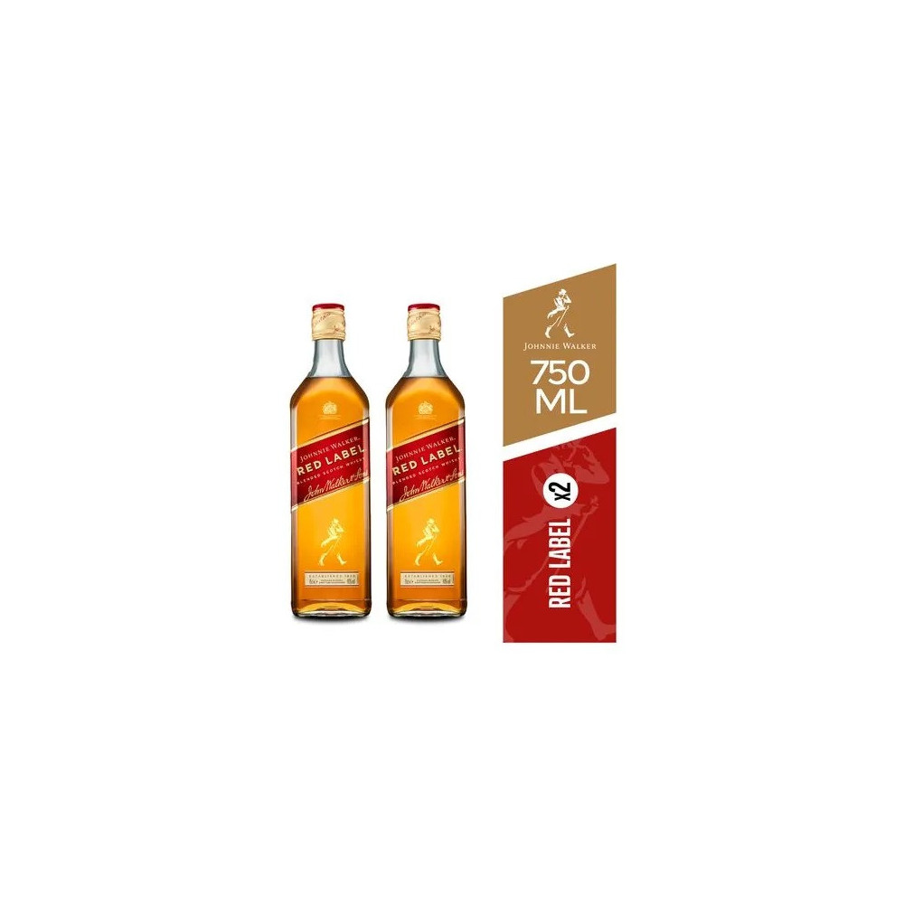Pack Whisky JOHNNIE WALKER Red Label Botella 750ml x 2unidades
