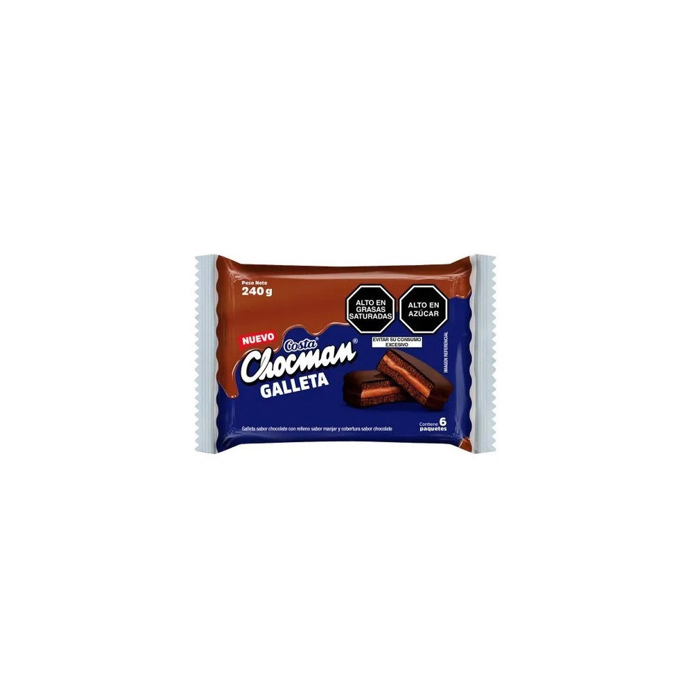 Galletas Rellenas con Manjar COSTA Chocman Paquete 6 unidades