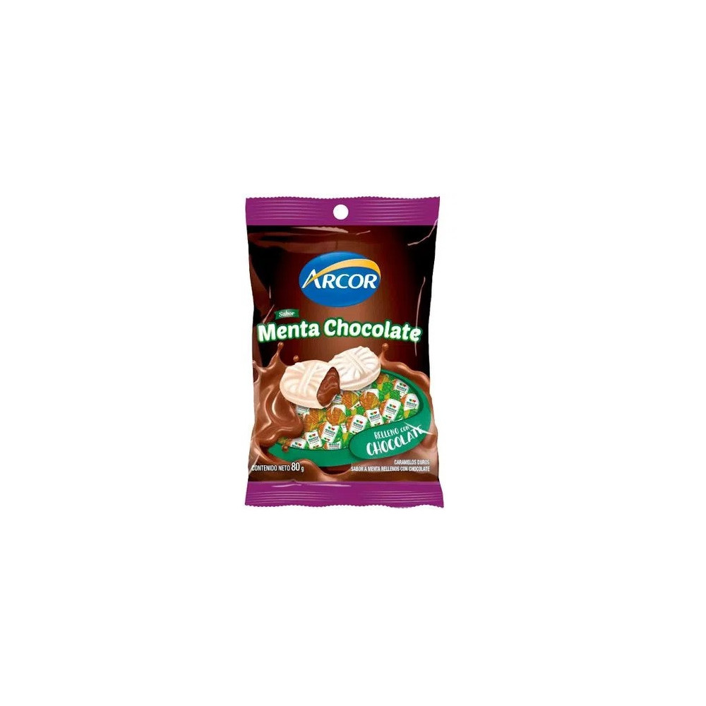 Caramelos de Menta Rellenos de Chocolate ARCOR Bolsa 80g