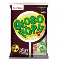 Chupetes GLOBO POP!! con sabor Leche y Chocolate Bolsa 360g