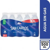 Agua de Mesa SAN CARLOS sin Gas Botella 500ml Paquete 20unidades