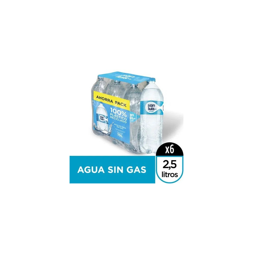 Agua Mineral SAN LUIS sin Gas Botella 2.5L Paquete 6unidades