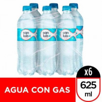 Agua Mineral SAN LUIS Con Gas Botella 625ml Paquete 6unidades