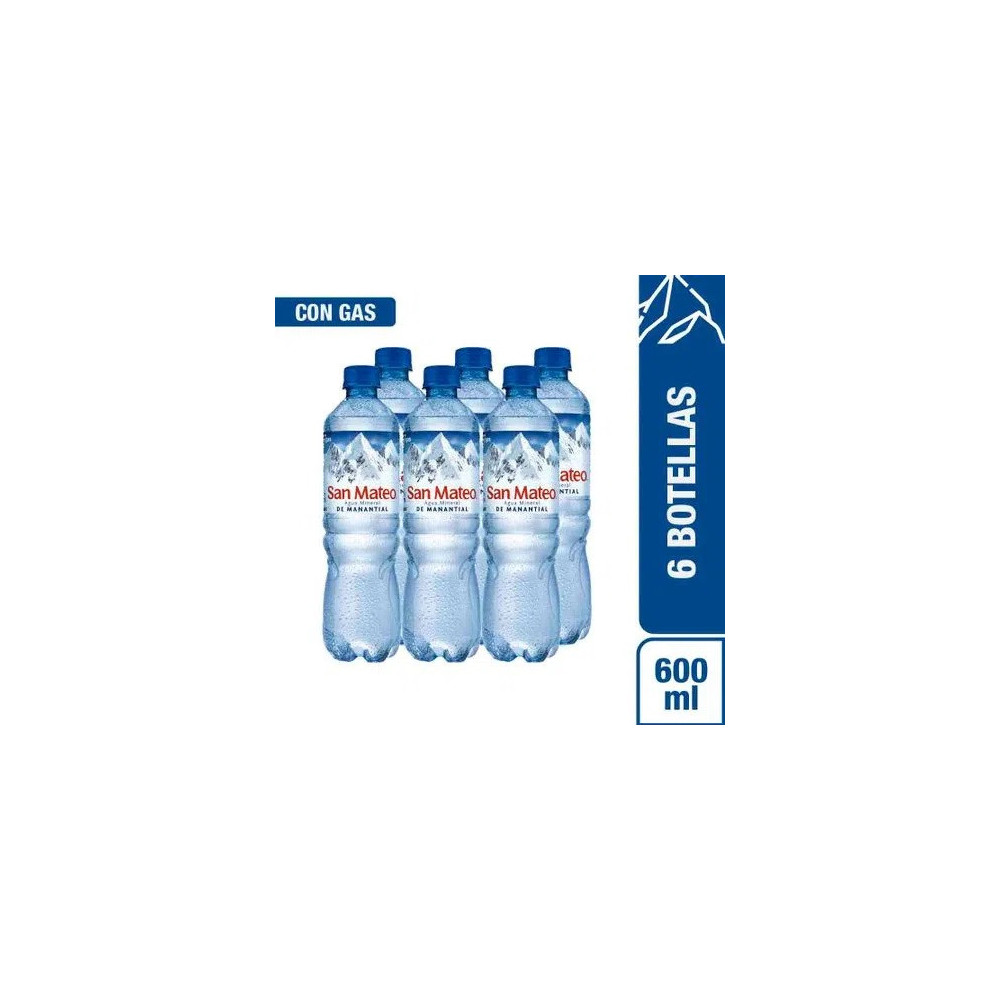 Agua Mineral SAN MATEO Con Gas Botella 600ml Paquete 6unidades