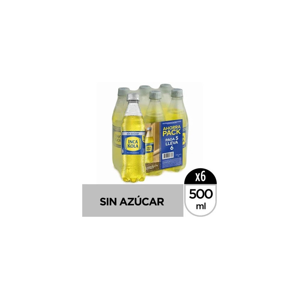 Gaseosa INCA KOLA Sin Azúcar Botella 500ml Paquete 6und