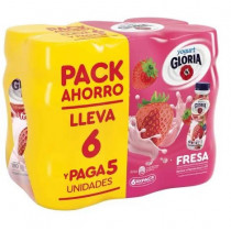 Yogurt Parcialmente Descremado GLORIA Sabor a Fresa Botella 180g Paquete 6un