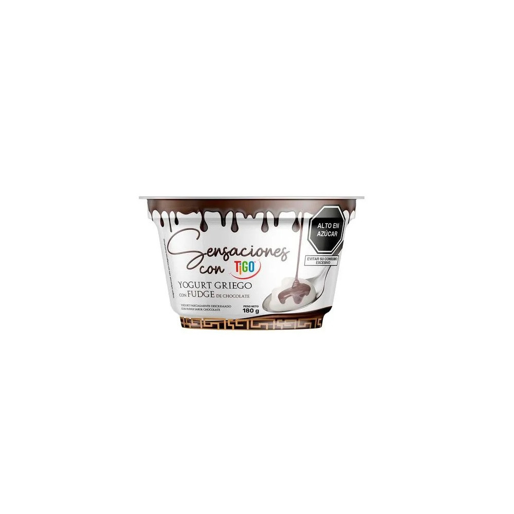 Yogurt Griego TIGO Sensaciones con Fudge de Chocolate Pote 180g