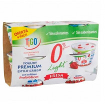 Yogurt TIGO Premium Estilo Griego Light Fresa Paquete 4un Vaso 160g