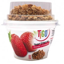 Yogurt TIGO Parfait Natural con Fresas y Granola Vaso 155g