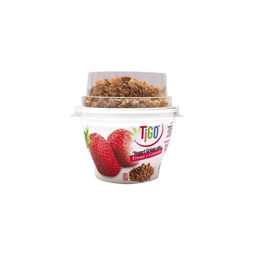 Yogurt TIGO Parfait Natural con Fresas y Granola Vaso 155g