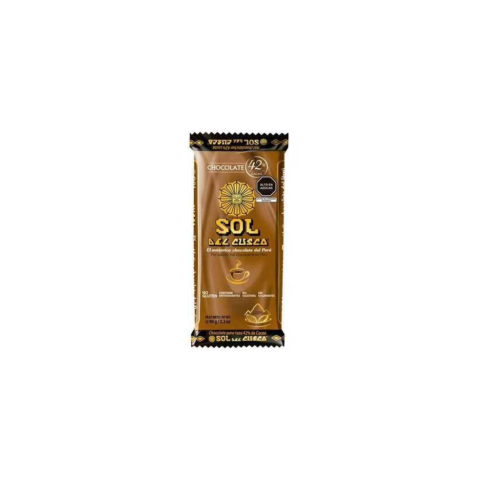 Chocolate para Taza SOL DEL CUSCO 42% Cacao Tableta 90g