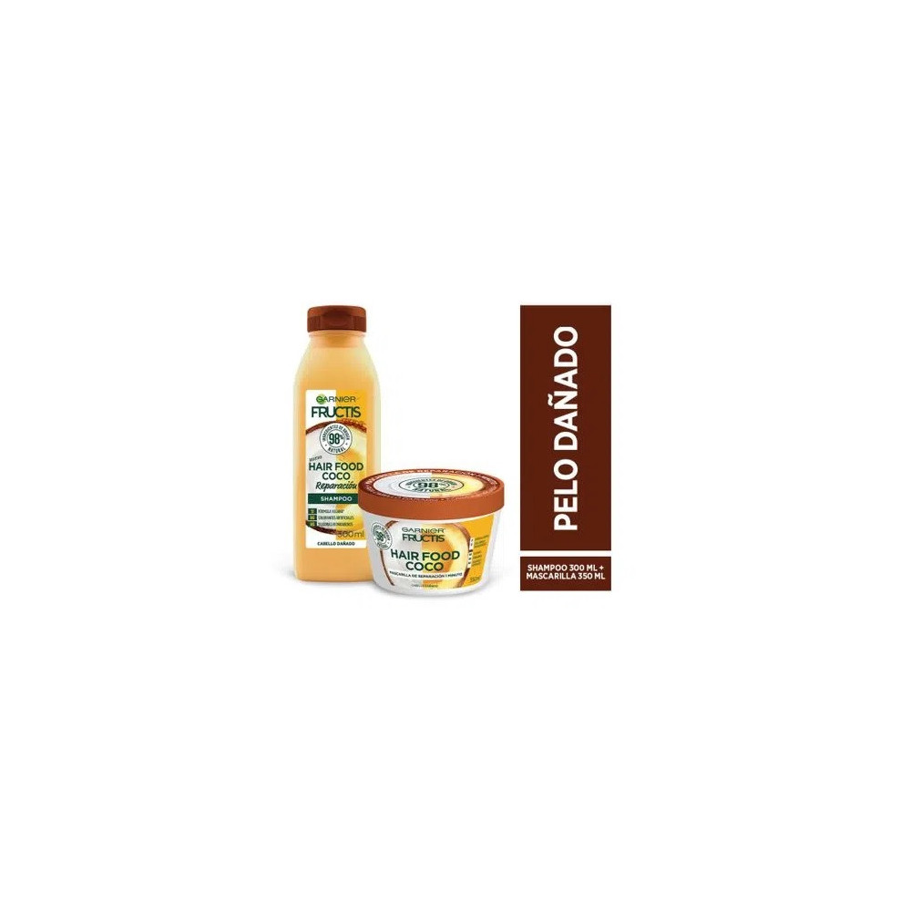 Pack FRUCTIS Hair Food Coco Shampoo Frasco 300ml + Crema de Tratamiento Frasco 350ml