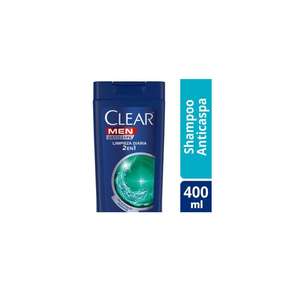 Shampoo CLEAR Men Anticaspa 2 en 1 Dual Effect Frasco 400ml