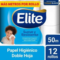 Papel Higiénico ELITE Suave y Resistente 50mts Paquete 12unidades