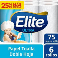 Papel Toalla ELITE Ultra Delgado Paquete 6unidades
