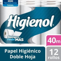 Papel Higiénico HIGIENOL Doble Hoja Paquete 12unidades