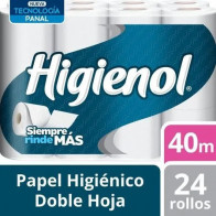 Papel Higiénico HIGIENOL Mega Rollo Doble Hoja Paquete 24unidades
