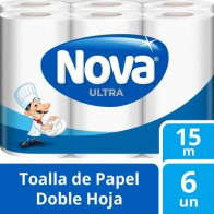 Papel Toalla NOVA Ultra Absorbente Paquete 6unidades