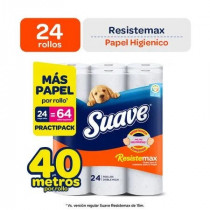 Papel Higiénico SUAVE Resistemax 40mts Paquete 24unidades