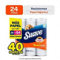 Papel Higiénico SUAVE Resistemax 40mts Paquete 24unidades