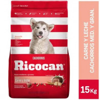 RICOCAN Cachorros Razas Medianas y Grandes Carne y Leche Bolsa 15Kg