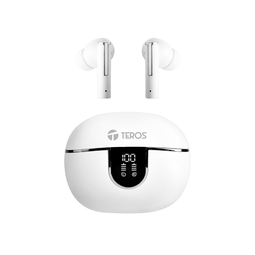 Audífonos Teros TE-8075W, Bluetooth, TWS, Blanco