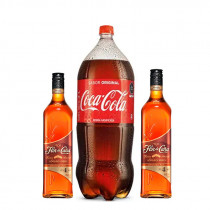 (TRIO1)  COCA COLA 3L + DOS FLOR DE CAÑA 4 AÑOS 750ML