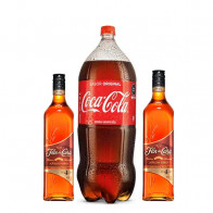 (TRIO1)  COCA COLA 3L + DOS FLOR DE CAÑA 4 AÑOS 750ML