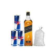 COMBO25	WHISKY JOHNNIE WALKER BLACK LABEL BOTELLA 750ML + REDBULL 250ML X3 LATAS + HIELO