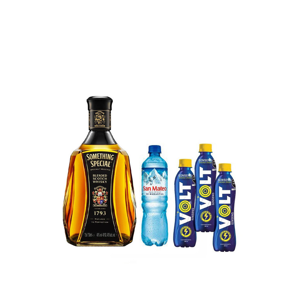 COMBO33 WHISKY SOMETHING SPECIAL CLASICO BOTELLA 750ML + VOLT 300 ml X 3 BOTELLAS + AGUA SAN MATEO 600ML COMBO33 WHISKY SOMETHING SPECIAL CLASICO BOTELLA 750ML + VOLT 300 ml X 3 BOTELLAS + AGUA SAN MATEO 600ML