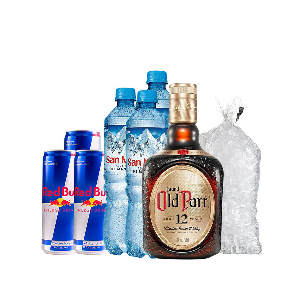 COMBO36 WHISKY OLD PARR BOTELLA 750ML + REDBULL 250ML X3 LATAS + AGUA SAN MATEO 600ML X3 COMBO36 WHISKY OLD PARR BOTELLA 750ML + REDBULL 250ML X3 LATAS + AGUA SAN MATEO 600ML X3