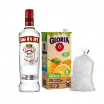 COMBO38	VODKA SMIRNOFF RED 700ML + JUGO DE NARANJA GLORIA 1L+HIELO