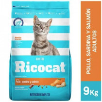 RICOCAT Adultos Pollo, Sardina y Salmón Bolsa 9Kg