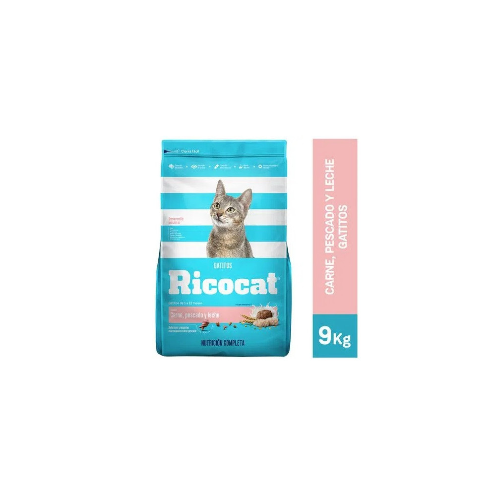 RICOCAT Gatitos Carne Pescado y Leche Bolsa 9Kg