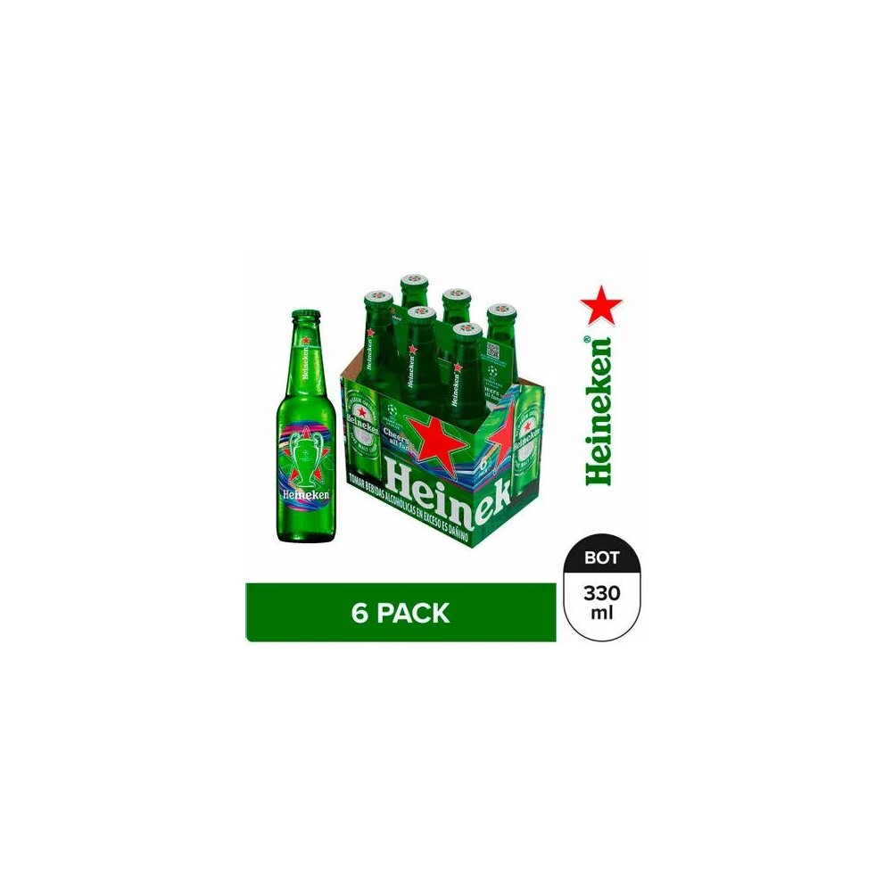 Cerveza HEINEKEN Botella 330ml Pack 6unidades