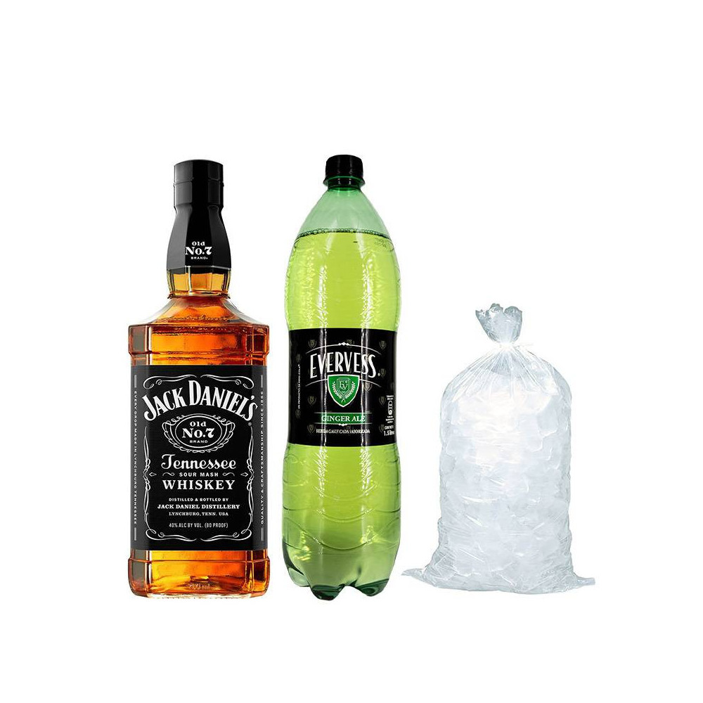 COMBO 15 Jack Daniels Old N7 750ml + Evervess 1.5L + hielo