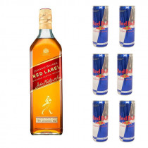 COMBO 17 Johnnie Walker Red Label 750ml + 6 Red Bull lata 250ml