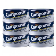 Trozos de Atún CAMPOMAR en Aceite Vegetal Lata 150g x6u