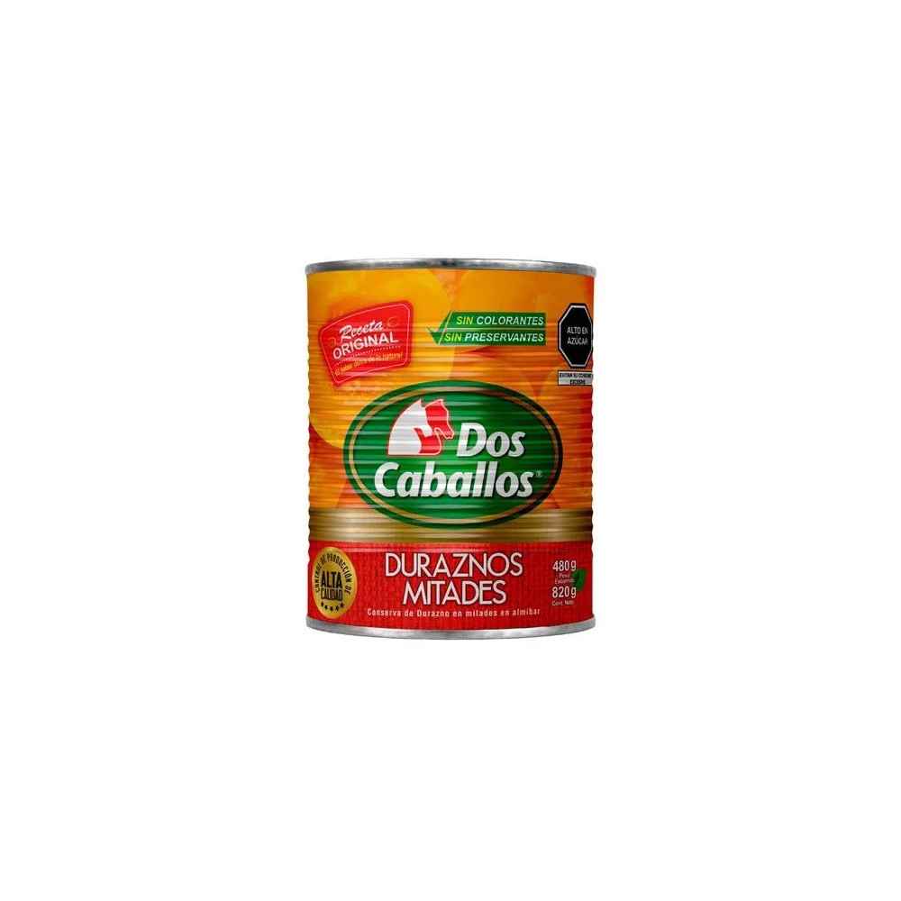 Duraznos en Mitades DOS CABALLOS Lata 820g