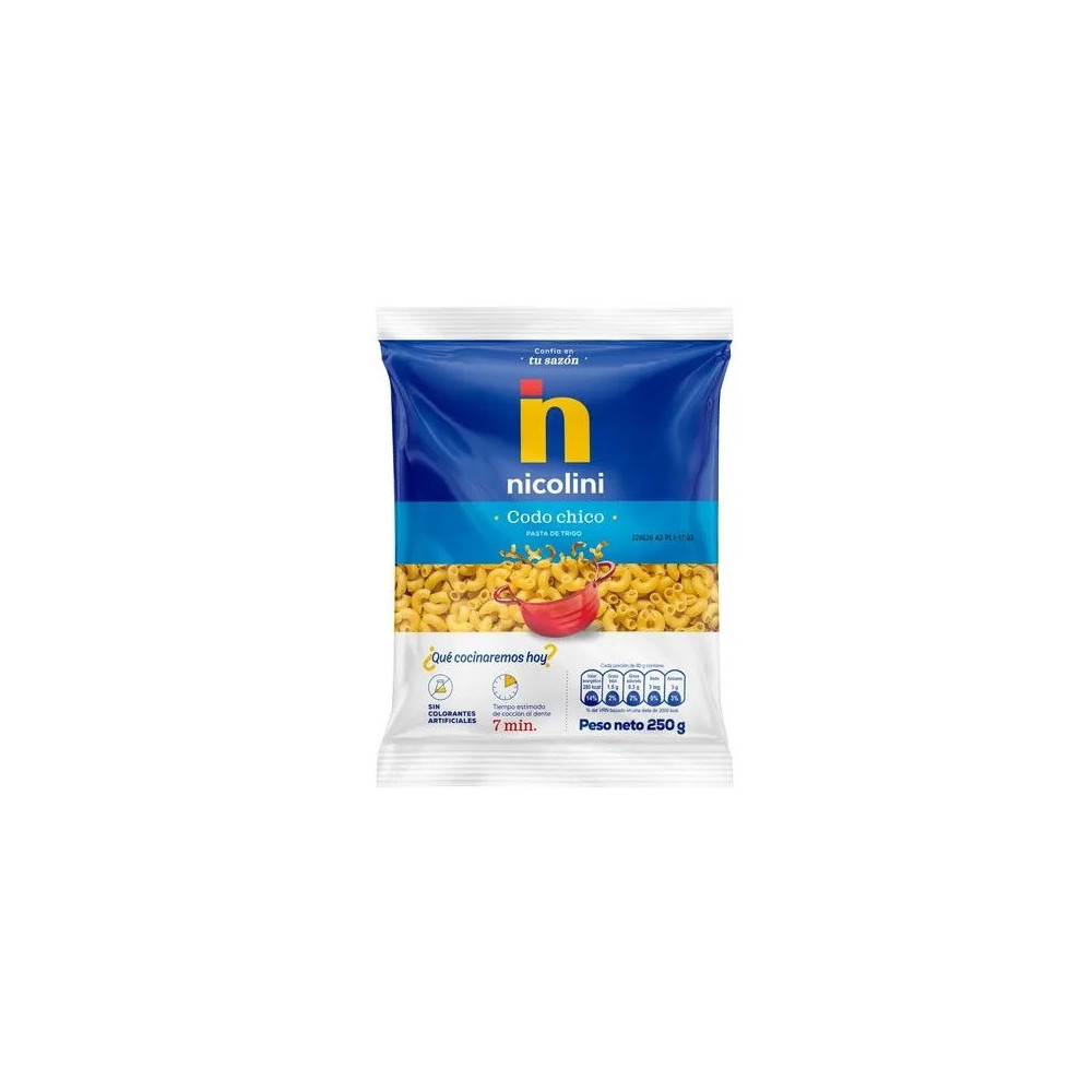 Fideos NICOLINI Codo Chico Bolsa 250g