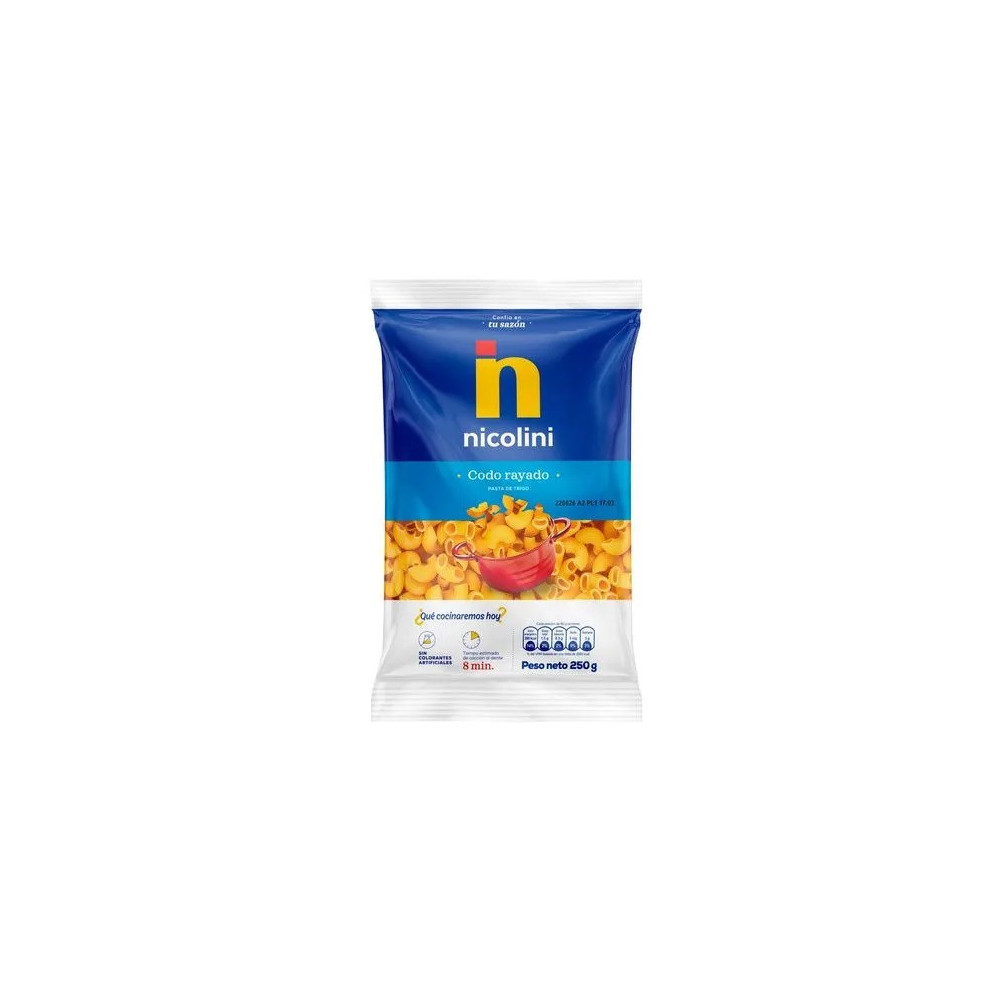 Fideos NICOLINI Codo Rayado Bolsa 250g Fideos NICOLINI Codo Rayado Bolsa 250g
