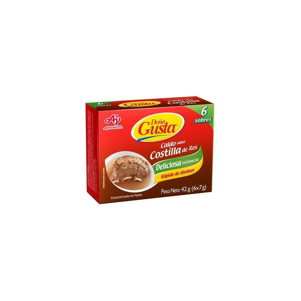 Concentrado en Polvo DOÑA GUSTA caldo sabor a Costilla de Res Caja 6unidades