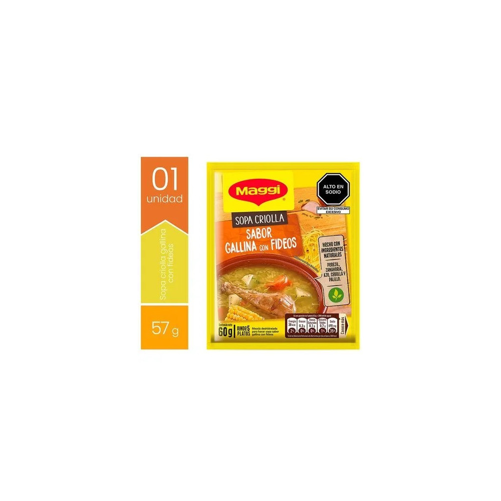 Sopa MAGGI Sabor Gallina Criolla con Fideos Sobre 60g Sopa MAGGI Sabor Gallina Criolla con Fideos Sobre 60g