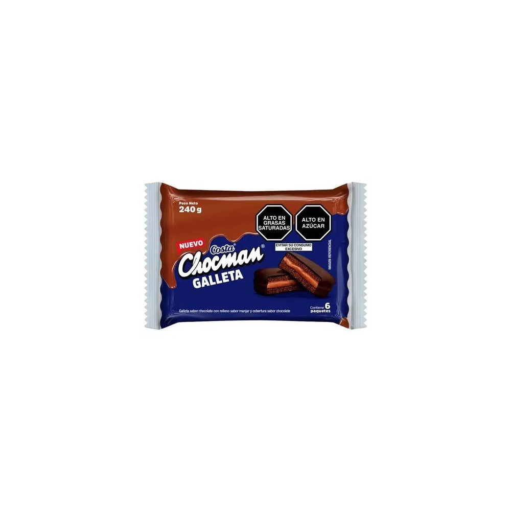 Galletas Rellenas con Manjar COSTA Chocman Paquete 6unidades