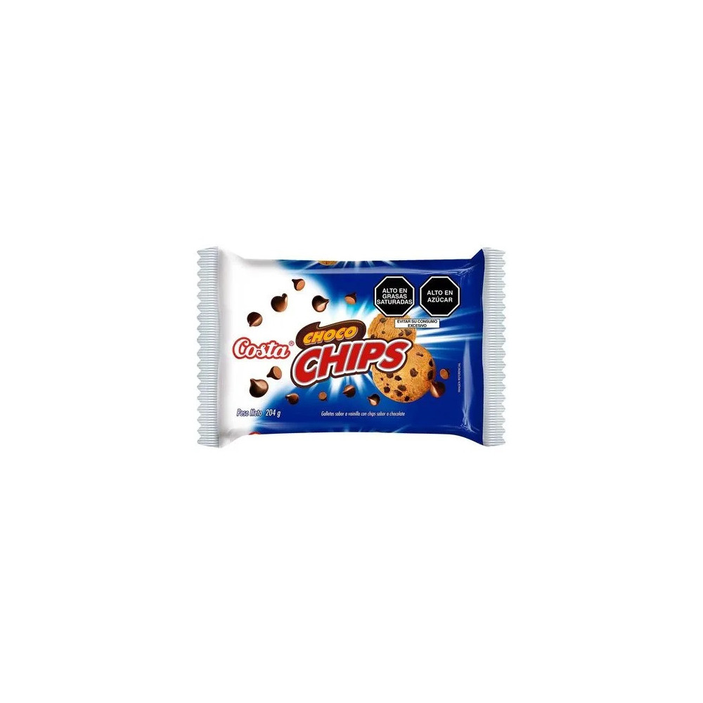 Galletas COSTA con Chips de Chocolate Bolsa 34g Paquete 6unidades