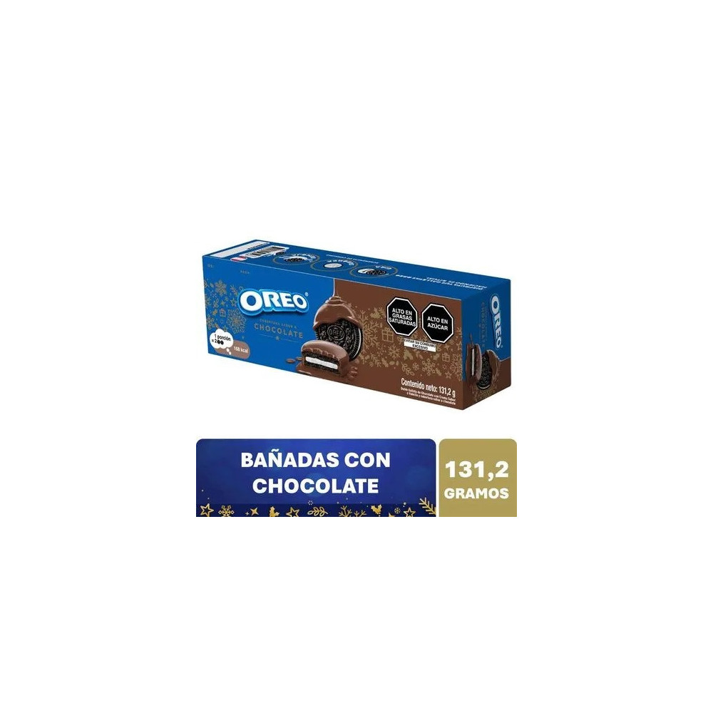 Galletas OREO Navidad Cobertura de Chocolate Caja 131.2g Galletas OREO Navidad Cobertura de Chocolate Caja 131.2g
