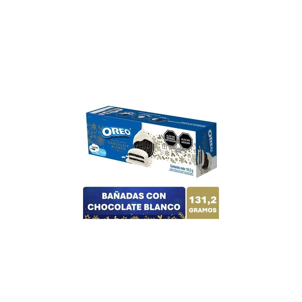 Galletas OREO Navidad Cobertura de Chocolate Blanco Caja 131.2g Galletas OREO Navidad Cobertura de Chocolate Blanco Caja 131.2g
