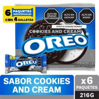 Galletas OREO sabor Cookies&Cream Paquete 6unidades